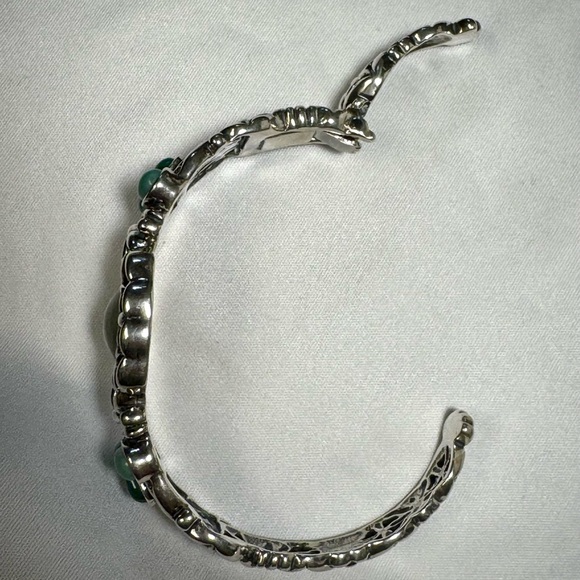 Carolyn Pollack Sterling Silver & Brass Cuff ~ Turquoise & Malachite Bracelet - Picture 7 of 7